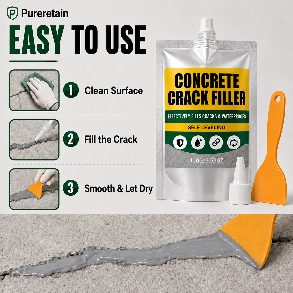🏠 Waterproof Concrete Crack Filler for Indoor & Outdoor Use