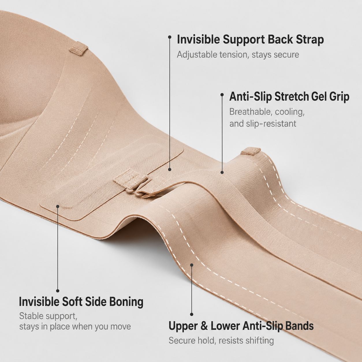 Strapless Bra That Stays Up | Supportive No Slip Bra - Lomelys