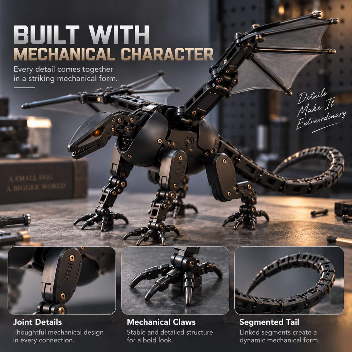 🖤🎁DragonMorph –🥚 Egg to Dragon Transforming Mechanical Toy✨
