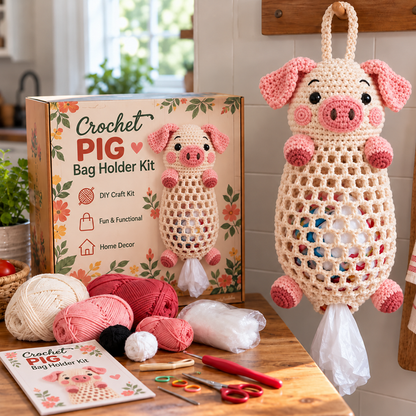 Crochet Animal Bag Holder DIY Kit – Cute & Functional Hanging Storage Craft Kit