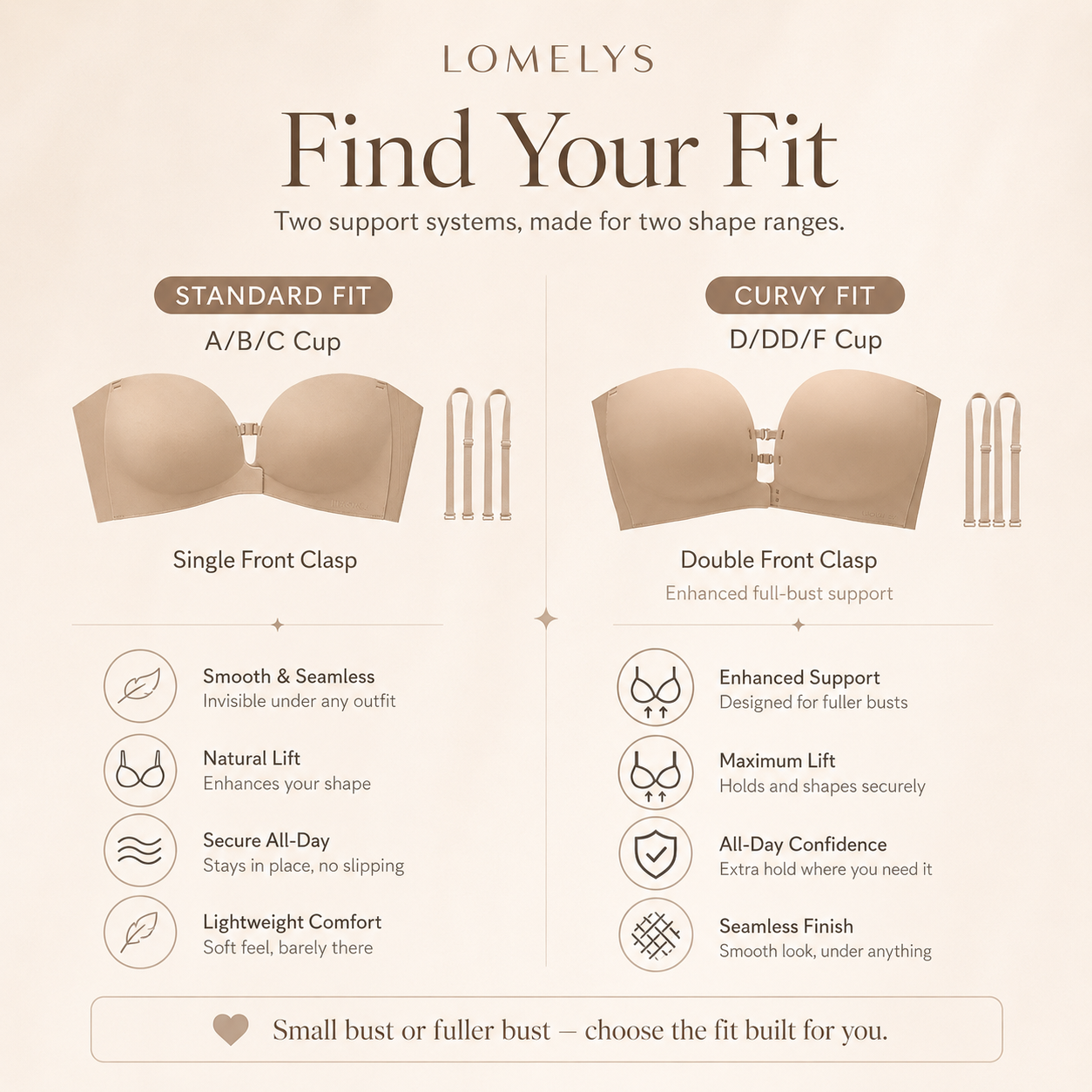 Strapless Bra That Stays Up | Supportive No Slip Bra - Lomelys