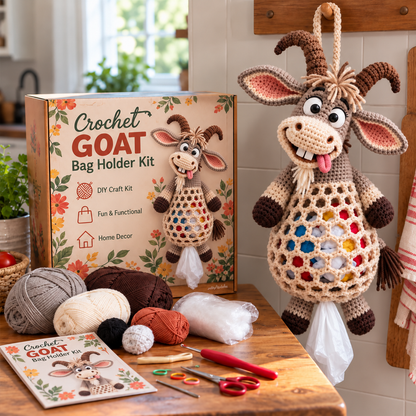 Crochet Animal Bag Holder DIY Kit – Cute & Functional Hanging Storage Craft Kit