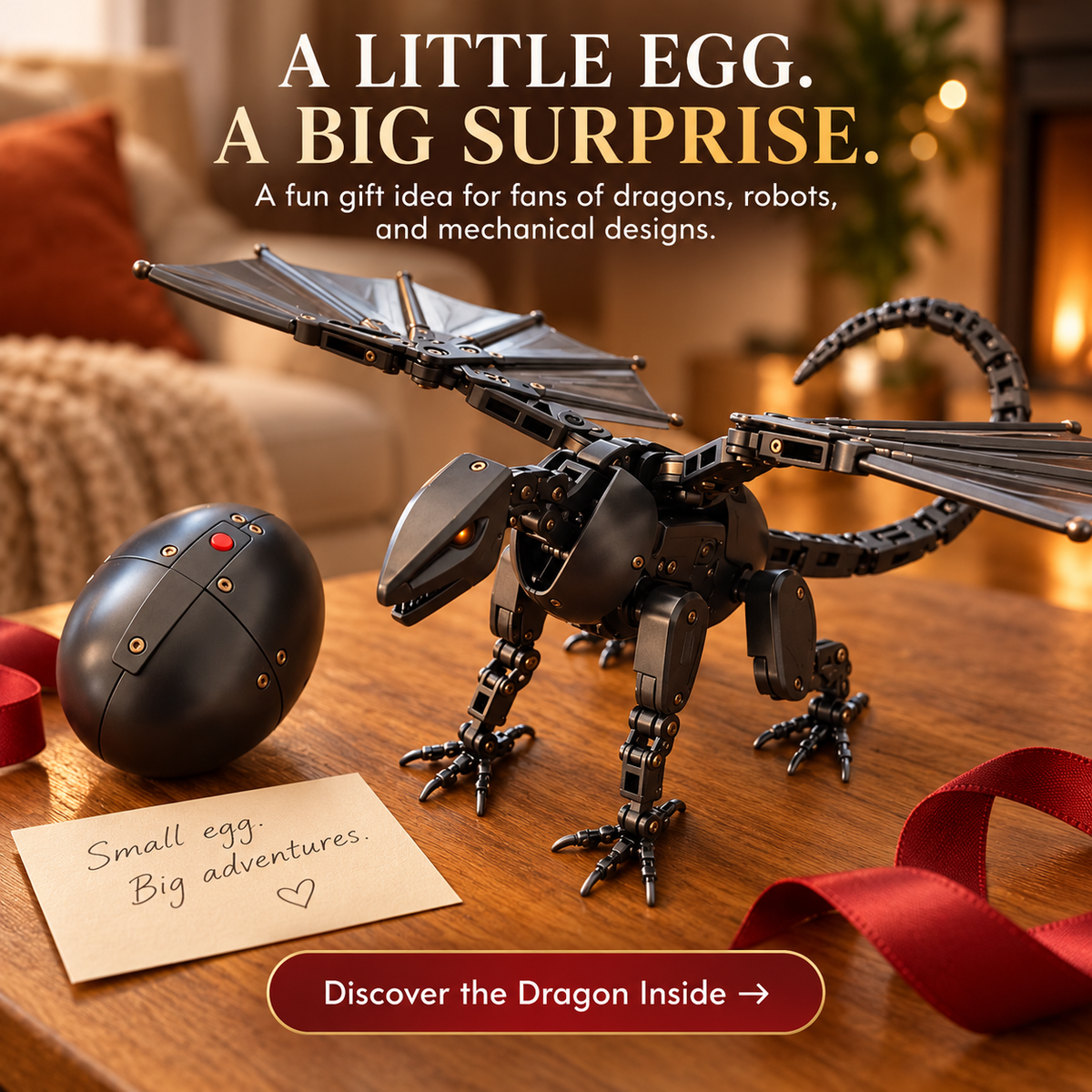 🖤🎁DragonMorph –🥚 Egg to Dragon Transforming Mechanical Toy✨