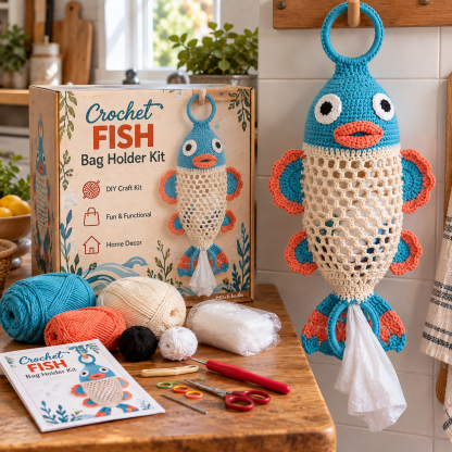 Crochet Animal Bag Holder DIY Kit – Cute & Functional Hanging Storage Craft Kit（upsell）