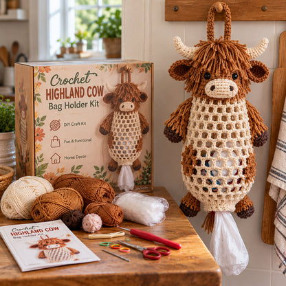 Crochet Animal Bag Holder DIY Kit – Cute & Functional Hanging Storage Craft Kit（upsell）