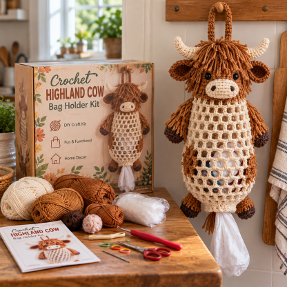 Crochet Animal Bag Holder DIY Kit – Cute & Functional Hanging Storage Craft Kit（upsell）