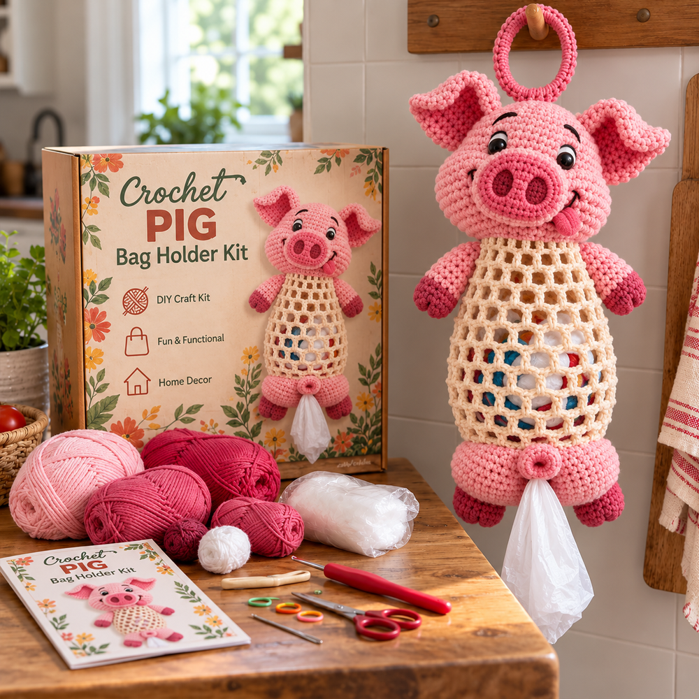 Crochet Animal Bag Holder DIY Kit – Cute & Functional Hanging Storage Craft Kit