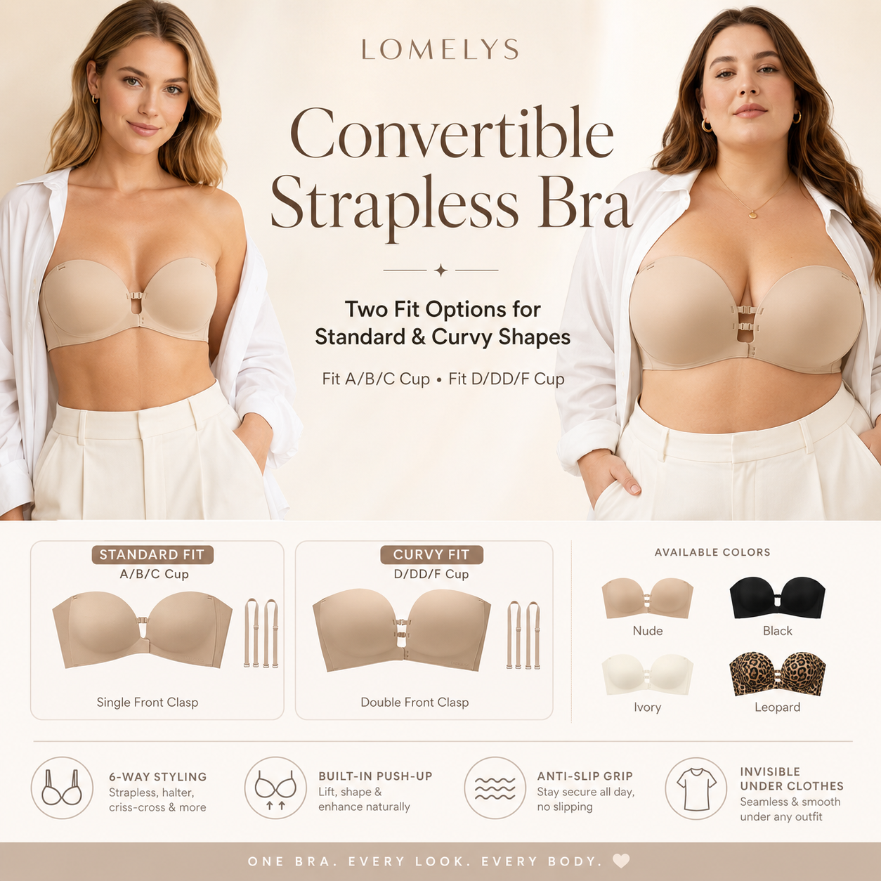 Strapless Bra That Stays Up | Supportive No Slip Bra - Lomelys