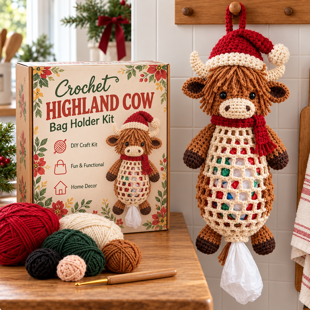 Crochet Animal Bag Holder DIY Kit – Cute & Functional Hanging Storage Craft Kit