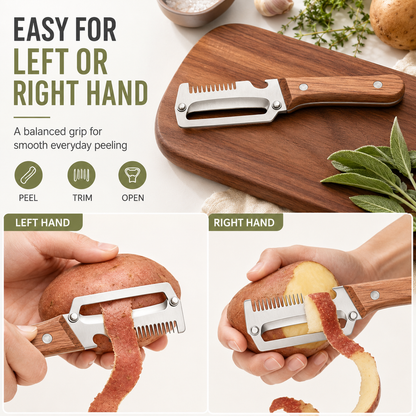 🔪3-in-1 Stainless Steel Vegetable Peeler, Julienne Cutter and Bottle Opener✨（upsell）