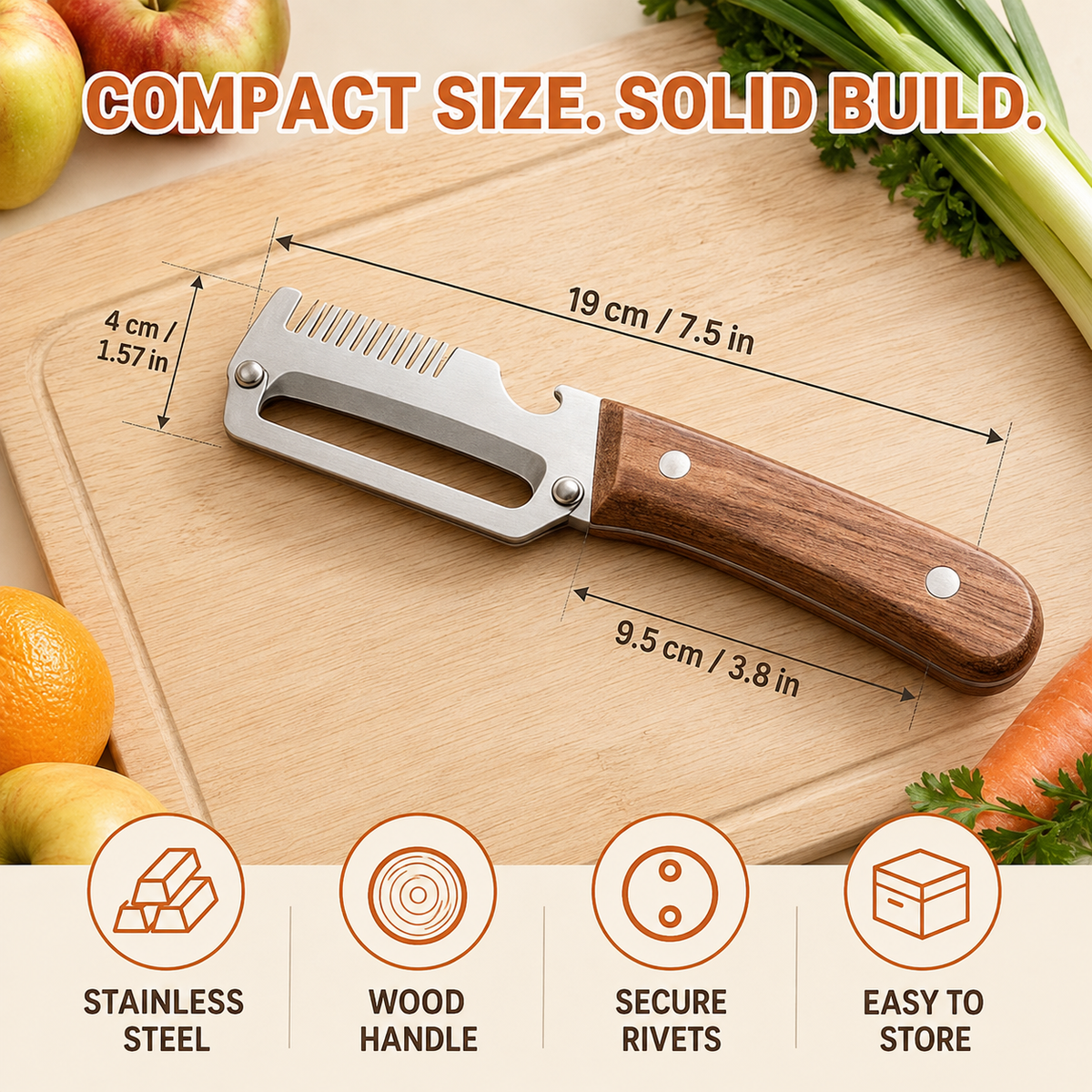 🔪3-in-1 Stainless Steel Vegetable Peeler, Julienne Cutter and Bottle Opener✨（upsell）