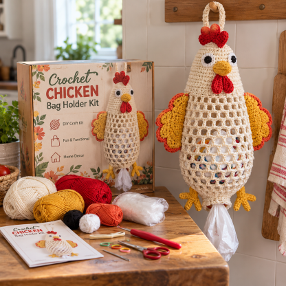 Crochet Animal Bag Holder DIY Kit – Cute & Functional Hanging Storage Craft Kit（upsell）