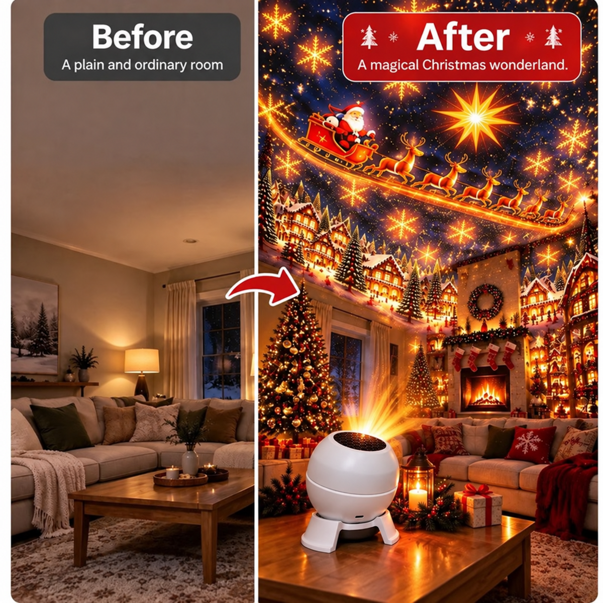 🎅 Turn Any Room Into a Christmas Wonderland – Holiday Projection Night Light（UPSELL）