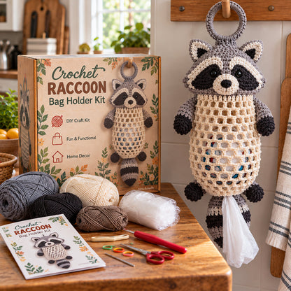 Crochet Animal Bag Holder DIY Kit – Cute & Functional Hanging Storage Craft Kit（upsell）