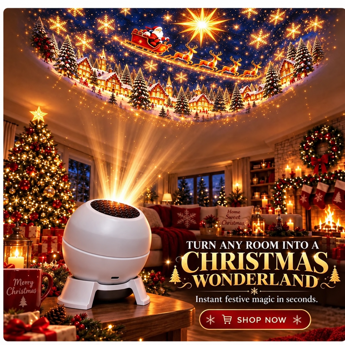 🎅 Turn Any Room Into a Christmas Wonderland – Holiday Projection Night Light（UPSELL）