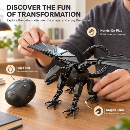 🖤🎁DragonMorph –🥚 Egg to Dragon Transforming Mechanical Toy✨