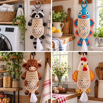Crochet Animal Bag Holder DIY Kit – Cute & Functional Hanging Storage Craft Kit