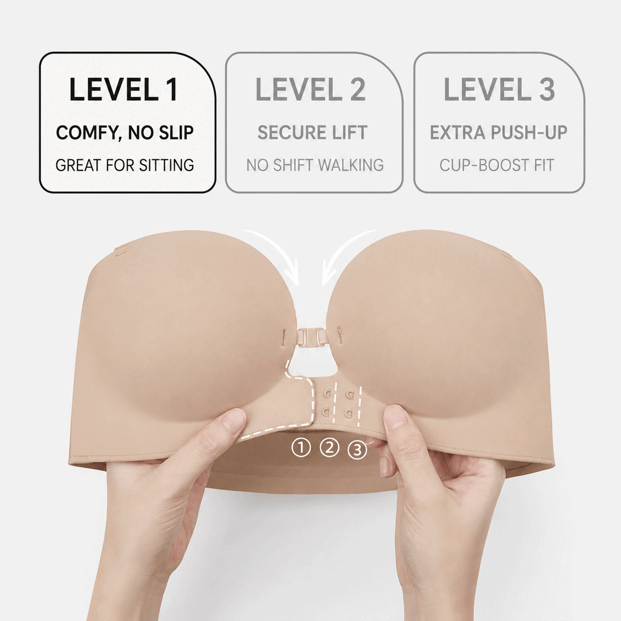 Strapless Bra That Stays Up | Supportive No Slip Bra - Lomelys